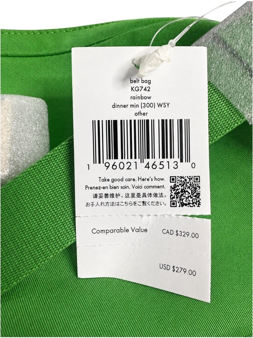 Kate Spade Rainbow Collection Green Nylon Belt Bag NWT - Picture 5 of 5